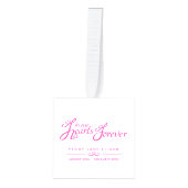 Begrafenis in ons hart roze wit foto herinnering kubus ornament (Voorkant)