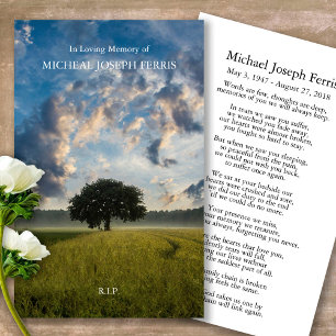 Begrafenis Lone Tree Memorial Gebed Sympathie Card Visitekaartje