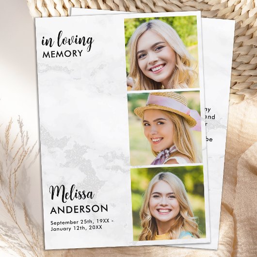 Begrafenis Modern 3 foto in liefdevolle herinnerin Bedankkaart