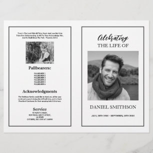 Begrafenis Orde van Dienst Viering Zwart Wit Flyer