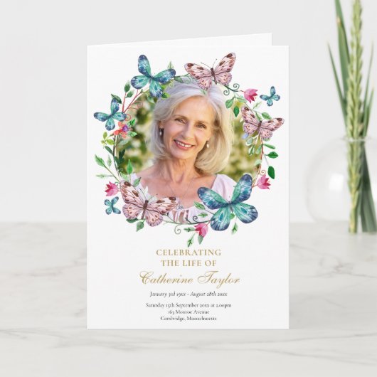 Begrafenis Orde van Service Vlinder Foto Programma (Voorkant)