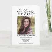 Begrafenis overlijdensvolgorde van de dienst Fotop Programma (Voorkant)