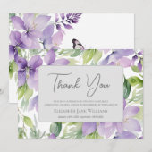 Begrafenis Paarse Bloemen Bedankkaart (Voorkant / Achterkant)