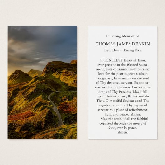 Begrafenis Schotse Landschap Gebed Sympathie Kaart (Voorkant /achterkant)