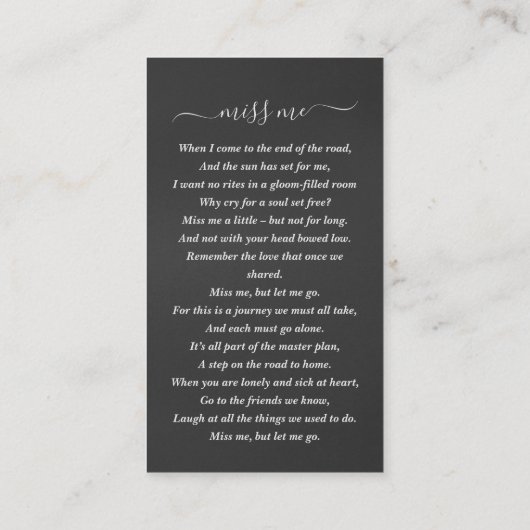 Begrafenis Sympathy Foto Memorial Prayer Kaart Visitekaartje (Achterkant)