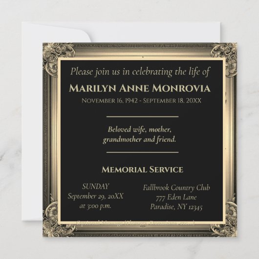 begrafenis / uitnodiging tot het indienen van een  (Achterkant)