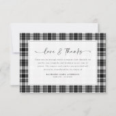Begrafenis van Black White Plaid Sympathy Bedankkaart (Voorkant)
