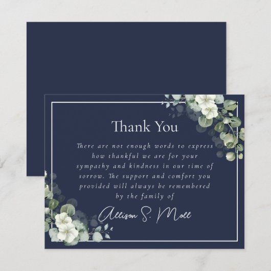 Begrafenis van Blauwe Eucalyptus Bedankkaart (Voorkant / Achterkant)