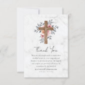 Begrafenis van Boho Floral Cross Sympathy Bedankkaart (Voorkant)