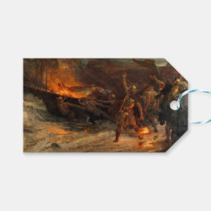 Begrafenis van een Viking (door Frank Dicksee) Cadeaulabel
