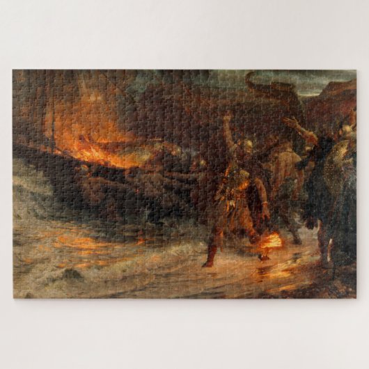 Begrafenis van een Viking (door Frank Dicksee) Legpuzzel (Horizontaal)