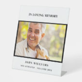 Begrafenis wit zwart foto herdenkingsreceptie reclamebord met voetstuk (Voorkant)