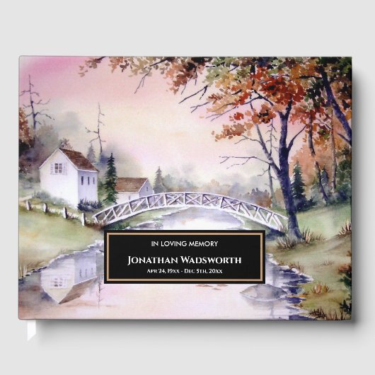 Begrafenisboog brug New England Landschap Gastenboek (Voorkant)