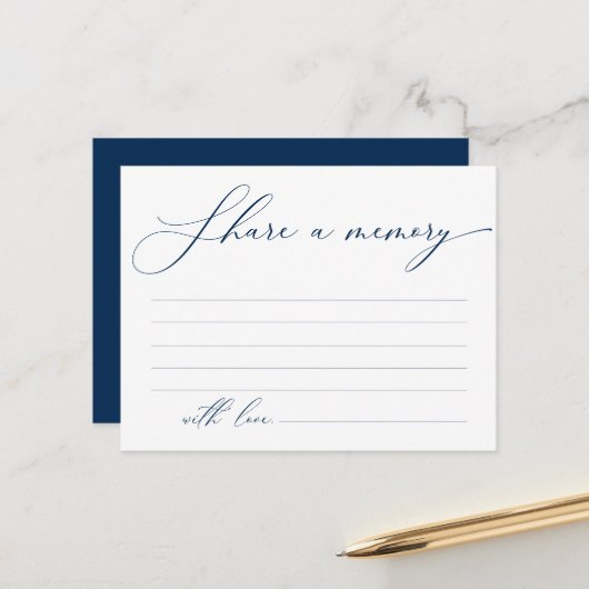 Begrafenisdienst, Deel een herinnering, Navy Blue  Briefkaart (Voorkant / Achterkant in situ)