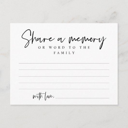 Begrafenisdienst, Deel een herinnering, Word Famil Briefkaart (Voorkant)