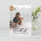 Begrafenisfoto Bloemen Zwart Viering Kaart (Staand voorkant)