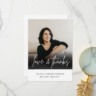 Begrafenisfoto eenvoudig bedankkaart