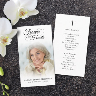Begrafenisfoto Forever Hearts Cross Prayer Kaart Visitekaartje