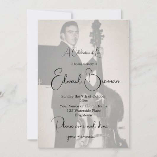 begrafenisfoto van elegante mannenviering kaart (Voorkant)