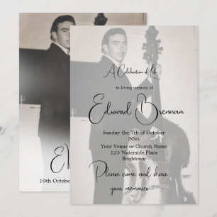 begrafenisfoto van elegante mannenviering kaart