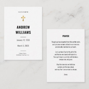 Begrafenisgebed Kaart eenvoudig zwart en wit Notitiekaartje