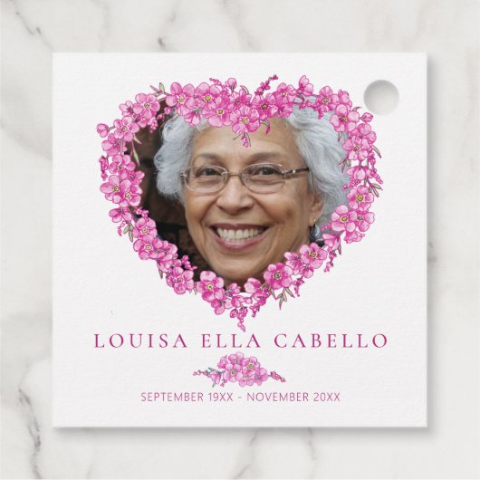 Begrafenisgeschenk roze vergeet-me-niet zaad bedankjes labels (Achterkant)