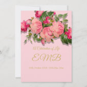 begrafenisherdenkingsroze rozen viering van het le kaart (Achterkant)