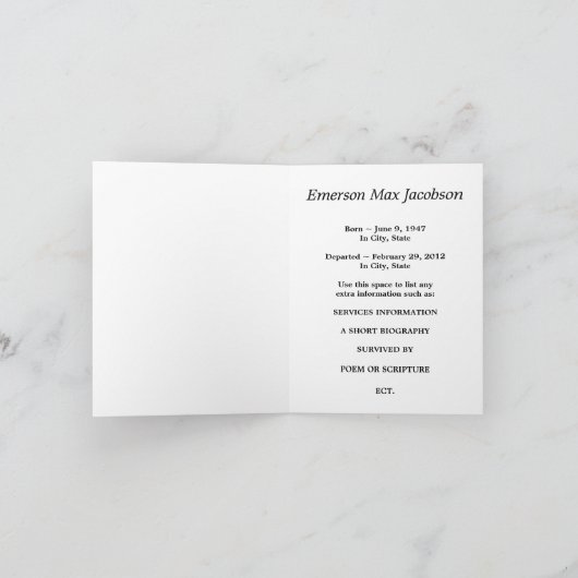 begrafeniskaart : elegante ster van david aankondiging (Binnen)