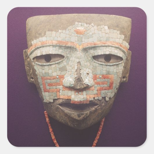 begrafenismasker uit Teotihuacan Vierkante Sticker (Voorkant)