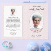 Begrafenismisprogramma | Roze Bloemendamast Flyer (Enkel)