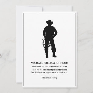 Begrafenismonument Black and White Cowboy Lasso Bedankkaart