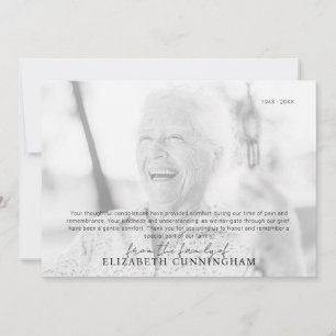 Begrafenismonument Eenvoudige moderne foto Bedankkaart