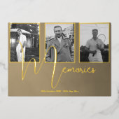 Begrafenismonument Modern 4 Foto Folie Uitnodiging (Voorkant)