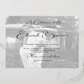 Begrafenismonument Modern 4 Foto Folie Uitnodiging (Achterkant)