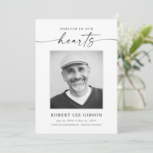 Begrafenismonument voor altijd in ons hart sympath bedankkaart (Staand voorkant)