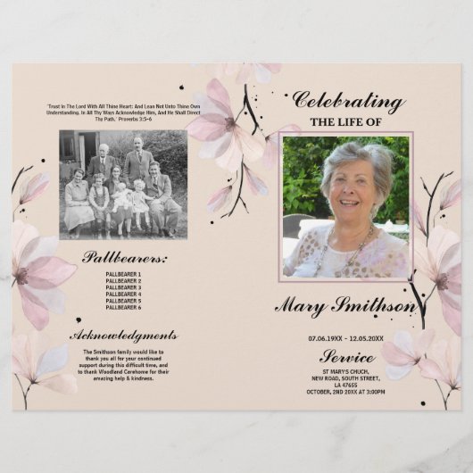 Begrafenisorder Service Viering van het leven Past Flyer (Voorkant)