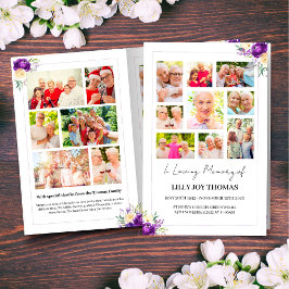 Begrafenisprogramma met Paarse en Cream Flowers