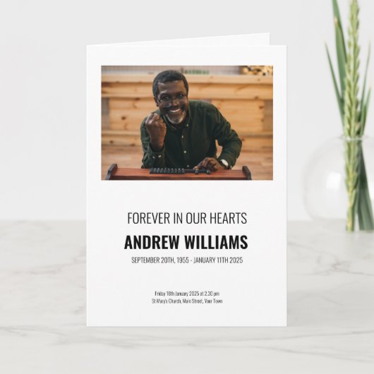 begrafenisprogramma | Orde van Service Zwart-wit Bedankkaart (Voorkant)