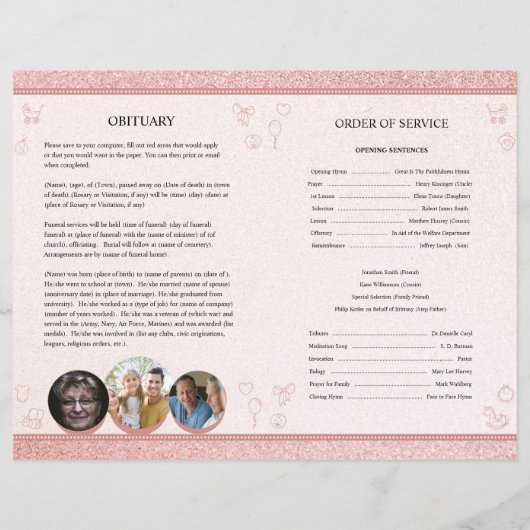 Begrafenisprogramma Sjabloon voor kinderen (Achterkant)