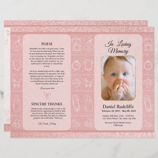 Begrafenisprogramma Sjabloon voor kinderen (Voorkant / Achterkant)