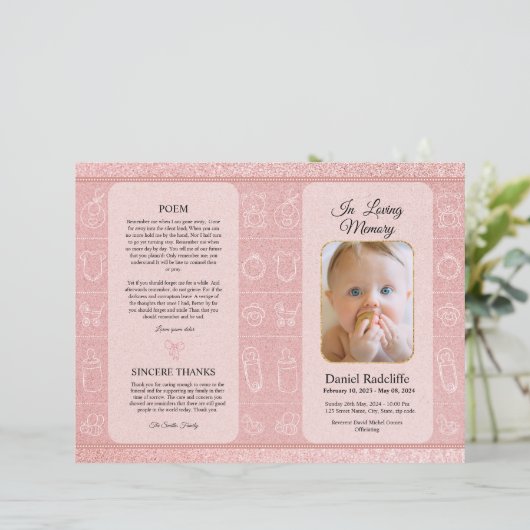 Begrafenisprogramma Sjabloon voor kinderen (Staand voorkant)