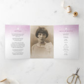 Begrafenisprogramma volgorde van de dienst paarse  drieluik programma (Binnen)