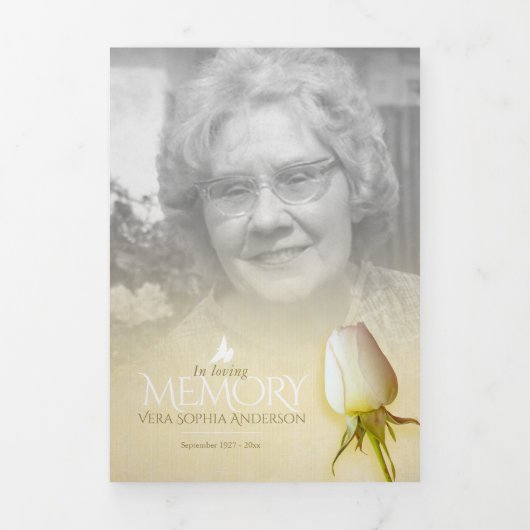 Begrafenisprogramma volgorde van servicecrème roos drieluik programma (Cover)
