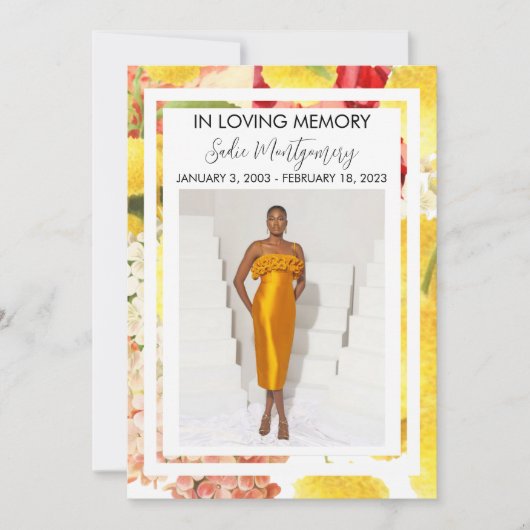 begrafenisprogramma voor Bright Gele Colorful Kaart (Voorkant)