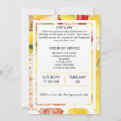 begrafenisprogramma voor Bright Gele Colorful Kaart (Achterkant)