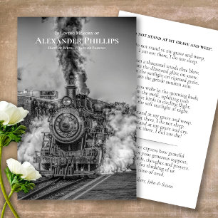 Begrafenisstoomtrein Memorial Gebed Sympathie Card Visitekaartje