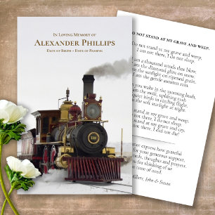 Begrafenisstoomtrein Memorial Gebed Sympathie Card Visitekaartje