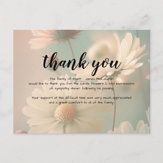 Begrafenissympathie Dank u kaart (Voorkant)