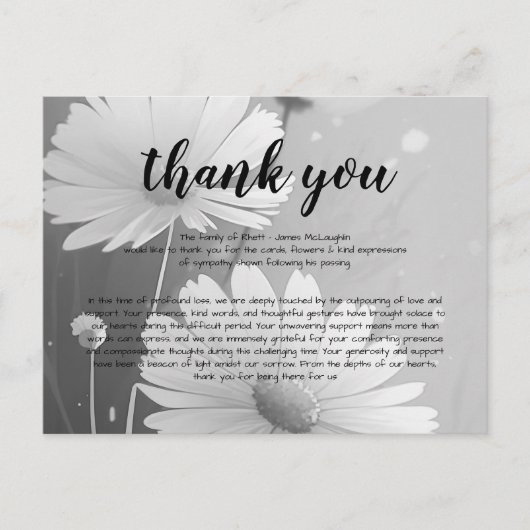 Begrafenissympathie Dank u kaart (Voorkant)