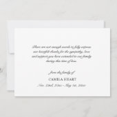 Begrafenissympathie Hartelijk dank voor uw persoon Bedankkaart (Achterkant)